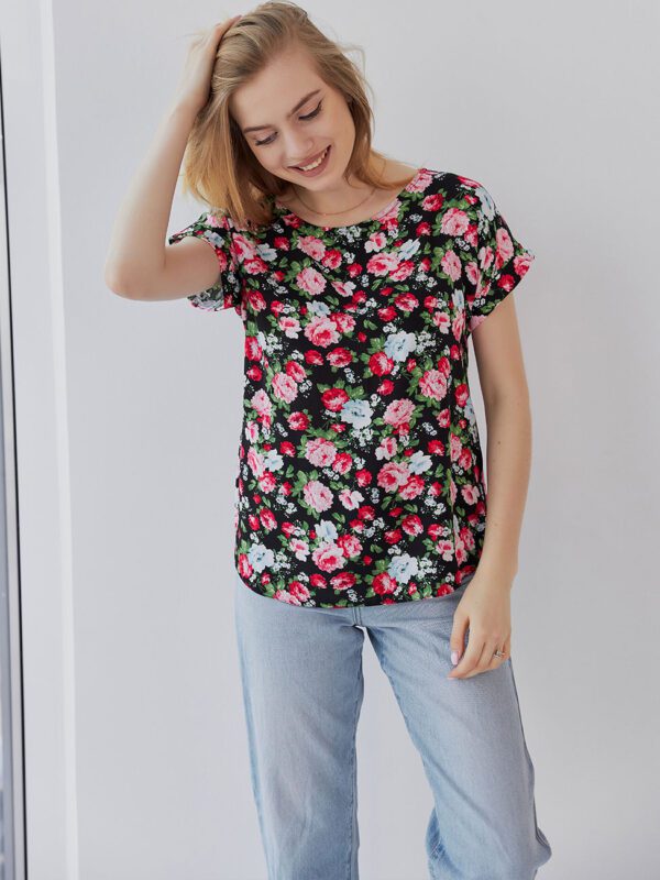 Легка блуза з флоральним принтом 3713