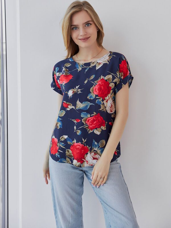 Легка блуза з флоральним принтом 3713